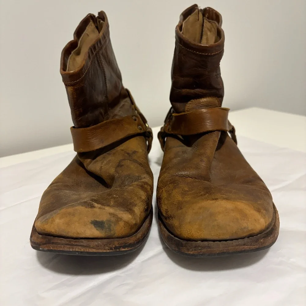 Frye Harness Boots Distressed Biker Moto 11 D Brown Leather 87870